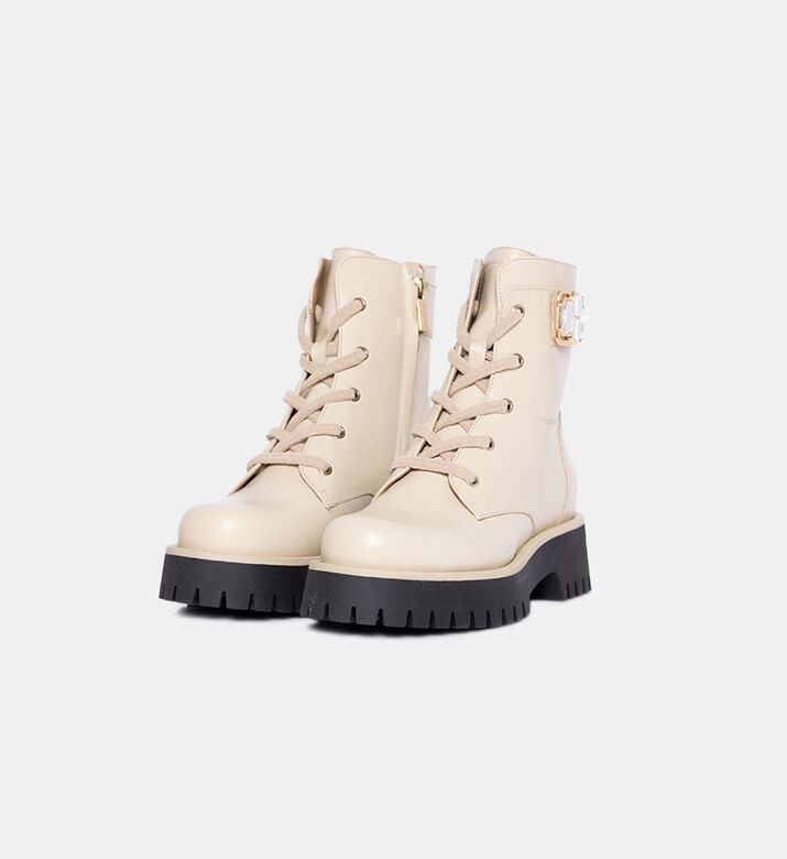 Rhinestone Embellished Calfskin Boots