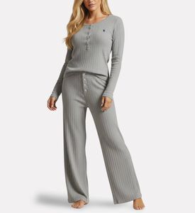 Polo by Ralph Lauren Logo-detail Ribbed Long-sleeve Pajama Set, Model View