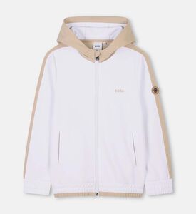 سويت شيرت بغطاء رأس بأكمام طويلة بطبعة شعار