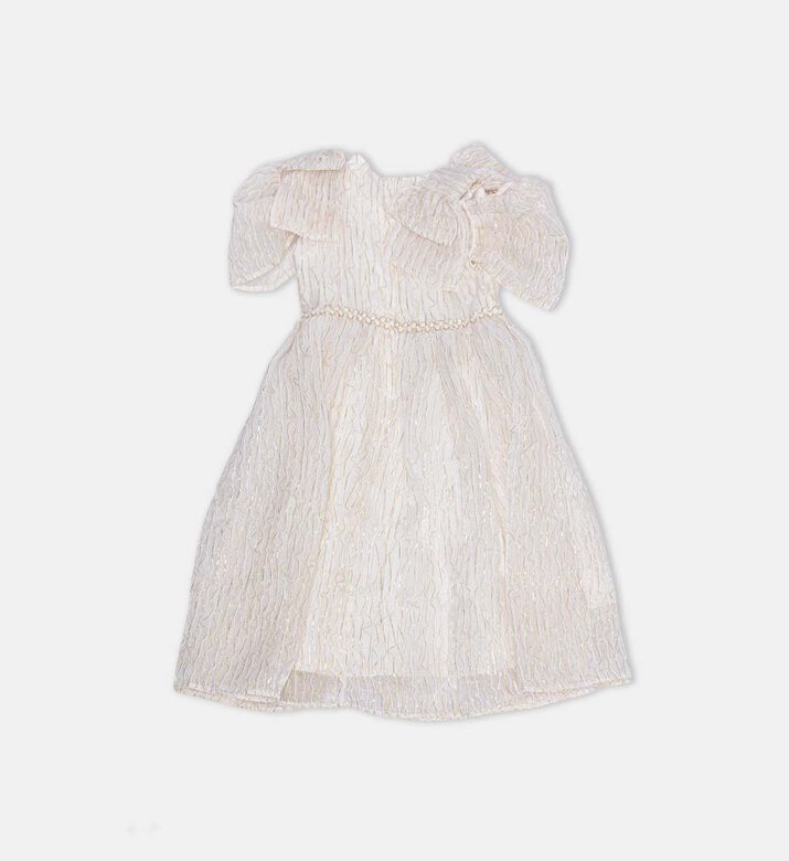 Golden-threaded Shoulder Bows Dress