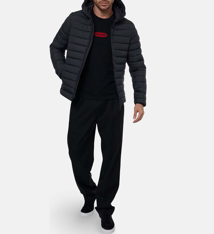 Save the Duck Puffy Long-sleeve Hooded Jacket, Black, M, Model View