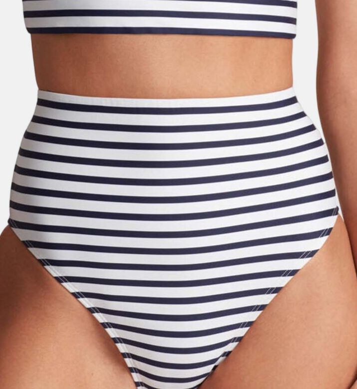 High-waist Striped Bikini Briefs