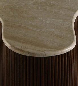 Home Deco and More Mari Travertine Top Coffee Table, Brown, 83x72x34-cm, Packshot View Home Deco and More Mari Travertine Top Coffee Table, Brown, 83x72x34-cm, Packshot View