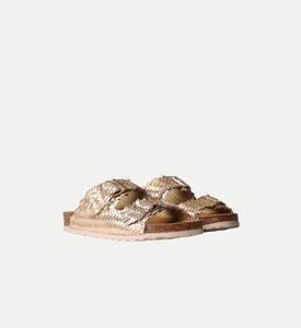 Toni Pons Guam-te Leather Raffia Open-toe Flat Sandals, Light-gold, Eu-37, Packshot View