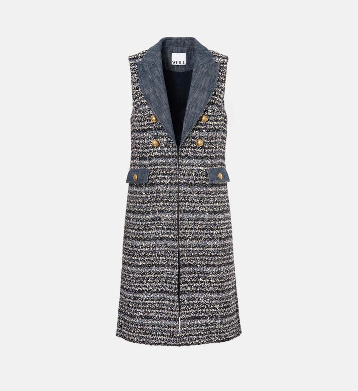 Tweed Denim Sleeveless Vest