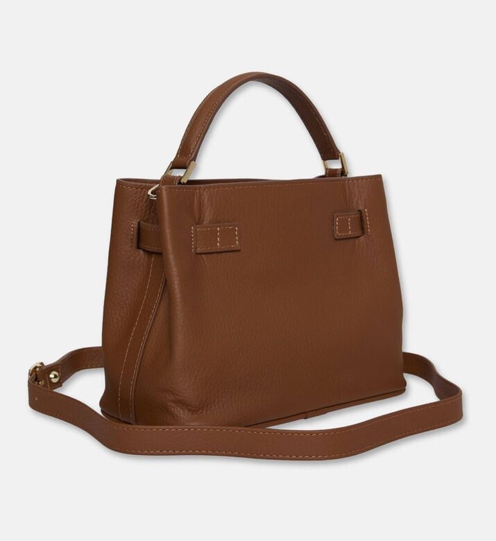 Maya.M Cognac Pebbled Leather Satchel, Terracotta, Packshot View