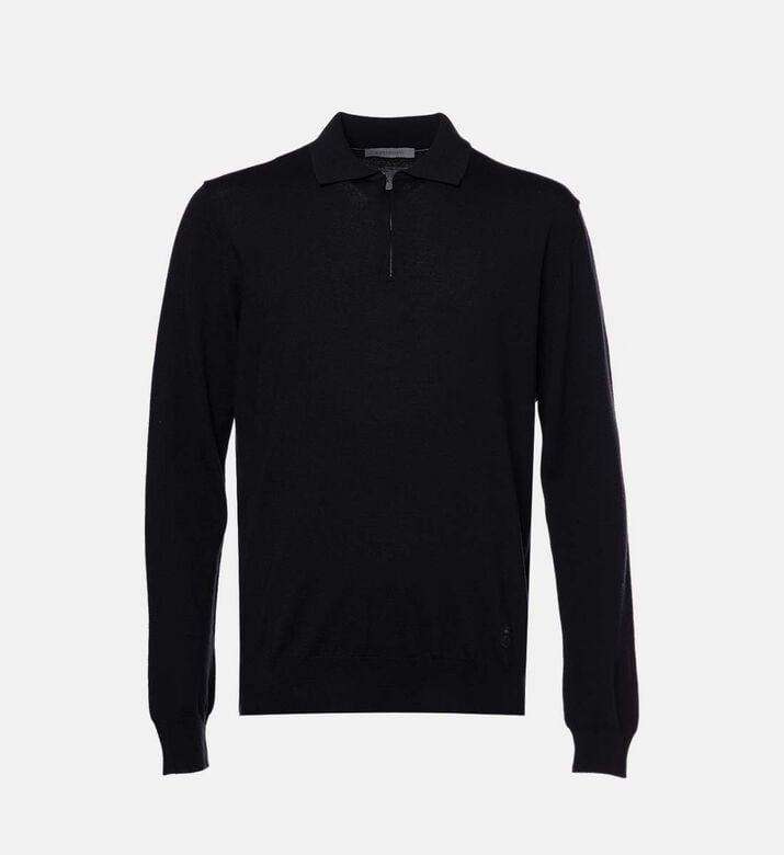 Knit Zip Fastening Polo Shirt