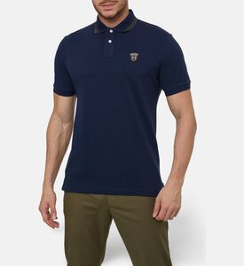 Hackett London Button Placket Short-sleeve Polo, Navy, S, Model View