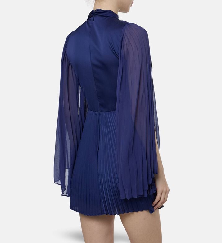 Alice and Olivia Pleated Cut-out Detail Mini Dress, Model View