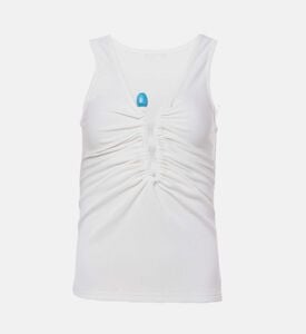 قميص بدون أكمام مع قلادة كريستالية