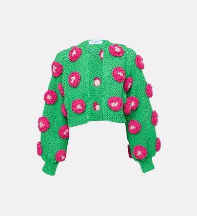 Crochet Floral-embellishment Cardigan