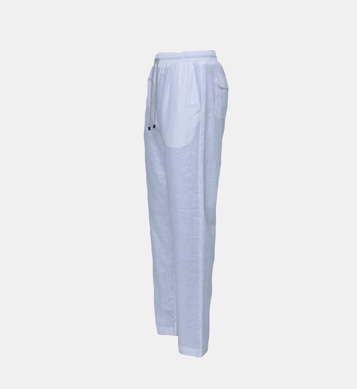 بنطلون قطن كتان بخصر مطاطي