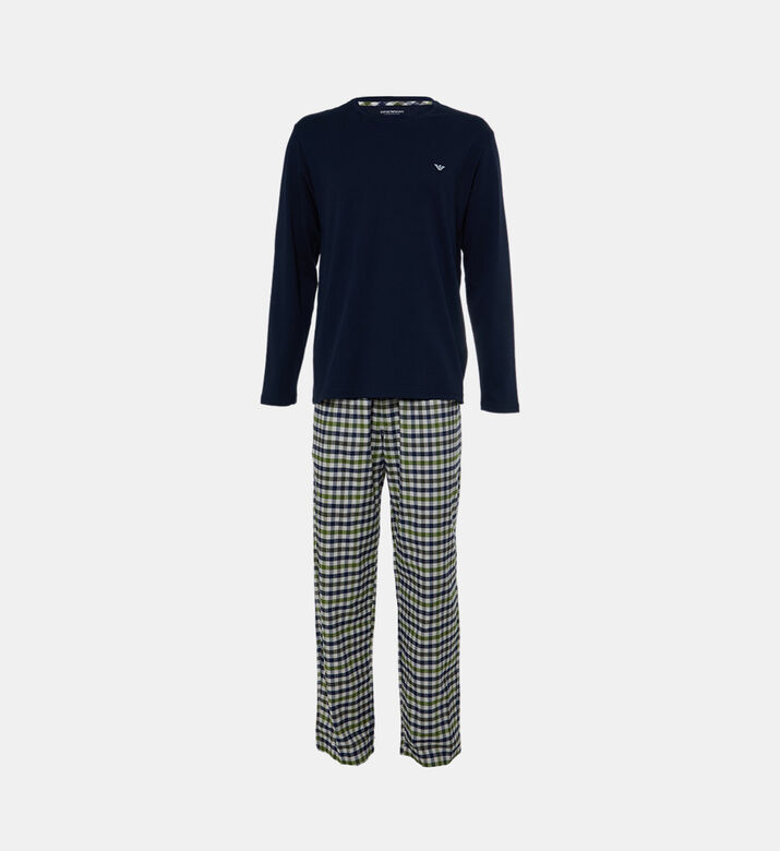 Checkered-print Long-sleeve Pajamas