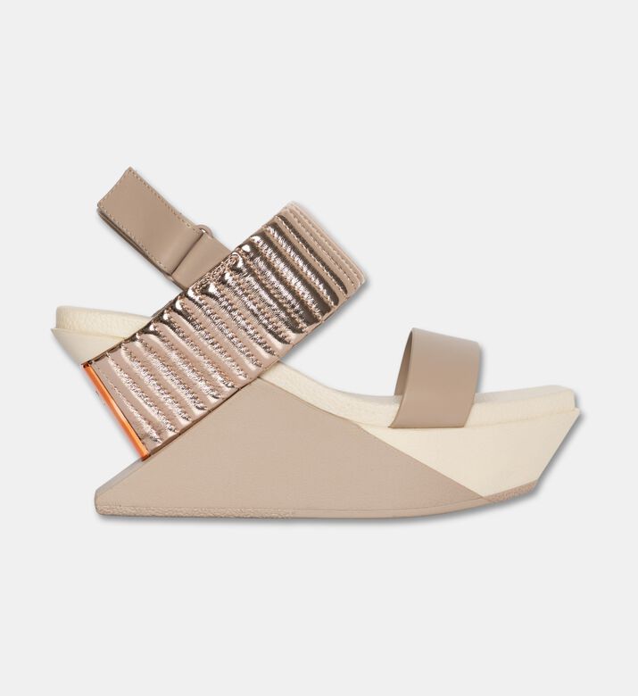 UN United Nude Sheep Cow Leather High Wedge Heel Sandals, Beige, Eu-36, Packshot View
