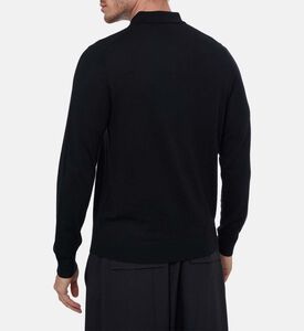 Vince Two-button Placket Long-sleeve Polo Shirt, Black, S, Model View