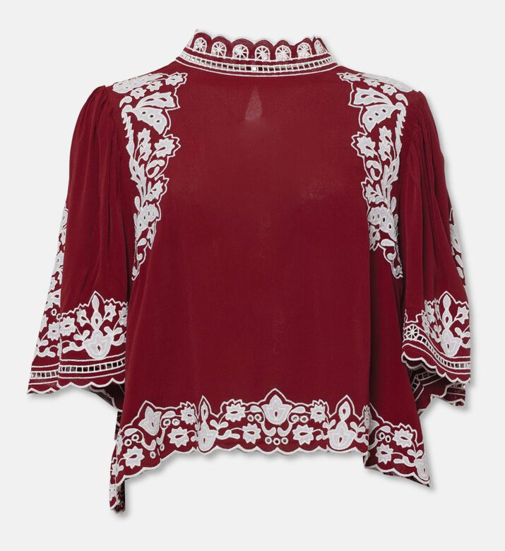 Farm Rio Bicolor Palm Tree-embroidery Blouse, Packshot View