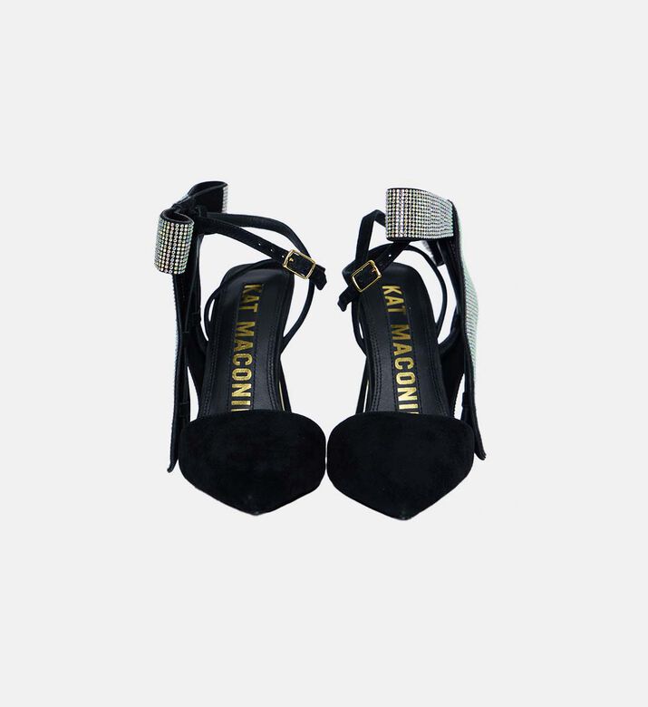 حذاء بكعب عالٍ مزين بعقدة بكريستال