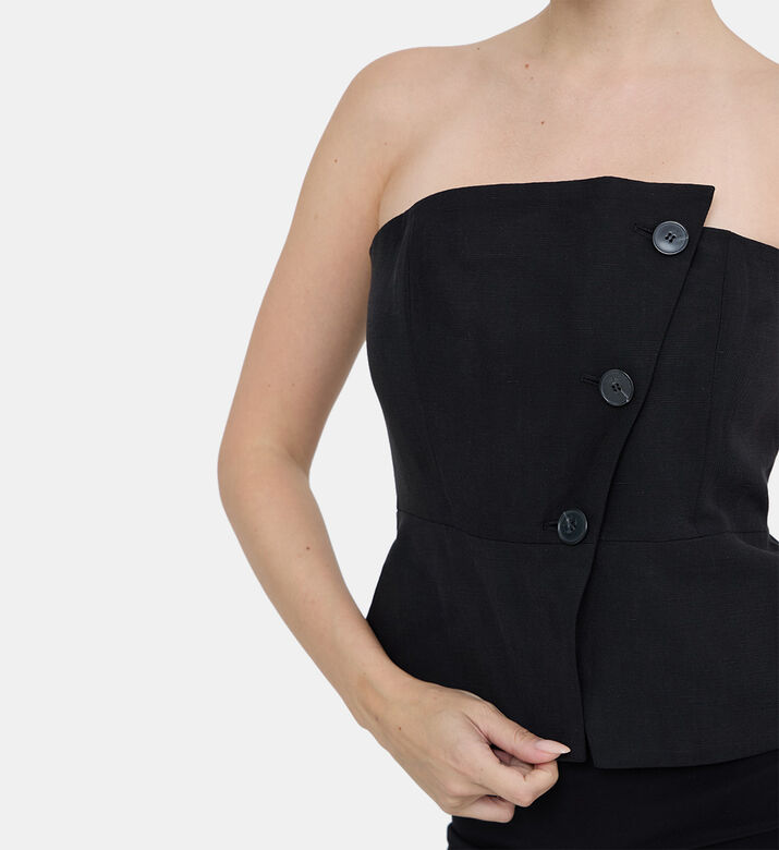 Gabriella Sleeveless Buttoned Bandeau Top