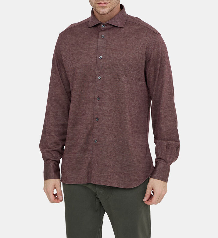 قميص بصف أزرار صوف بكر