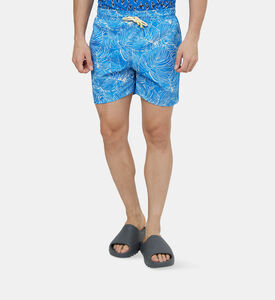 Iguana Leaf-print Swim Trunk