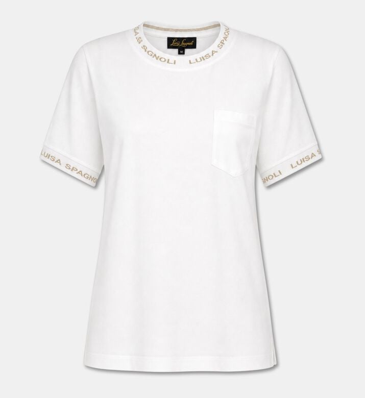 Luisa Spagnoli Logo-trim Crewneck T-shirt, White, L, Packshot View
