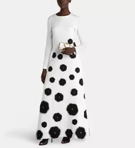 Savanna Raissa Floral Appliqu&eacute; A-line Dress, White, L-xl, Model View