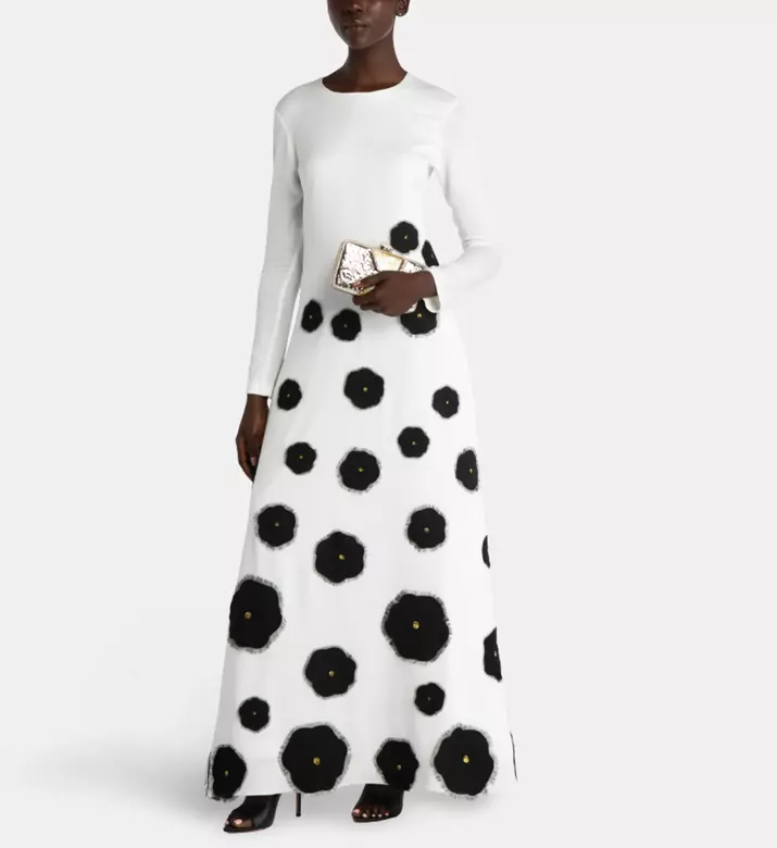 Savanna Raissa Floral Appliqu&eacute; A-line Dress, White, L-xl, Model View