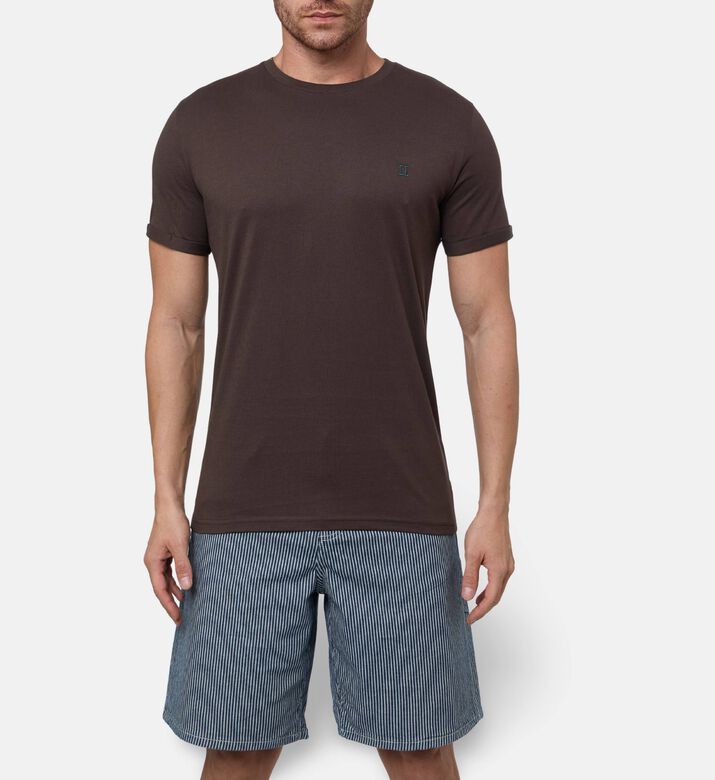 Les Deux Logo-embroidery Short-sleeve T-shirt, Brown, S, Model View