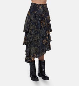 Farm Rio Golden Foliage Ruffled Skirt, Model View