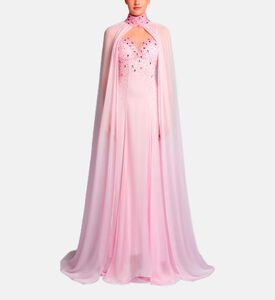 Michael Cinco Beads-embroidery Flared Dress, Pink, Xl, Model View