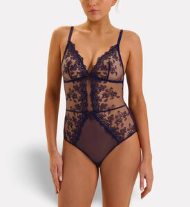 Simone Perele Embroidered Tulle Bodysuit, Dark-blue, L, Model View