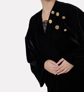 Blue For Burgundy Gold-tone Buttons Oversized Kimono Jacket, Black, Model View