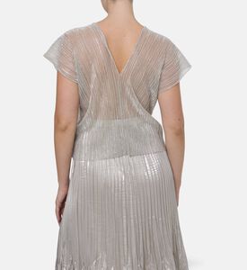 Blue For Burgundy Metallic Pleated Straight-cut Top, Model View