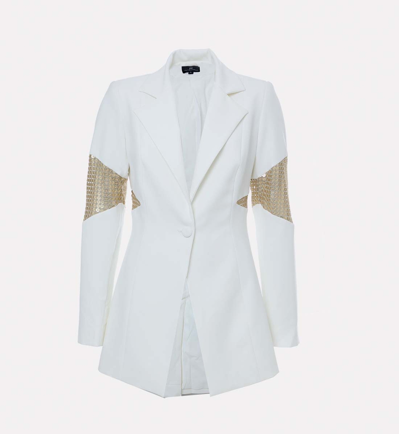 Sequin-embellished Button Closure Blazer