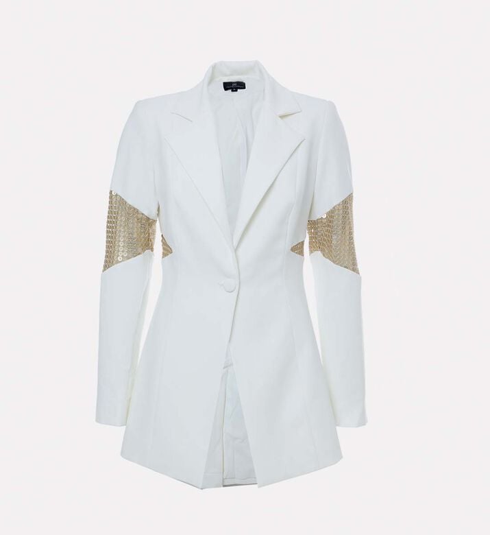 Sequin-embellished Button Closure Blazer