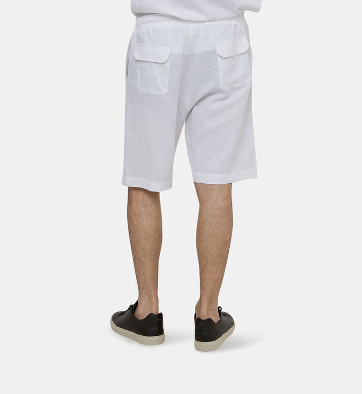 Linen Blend Elastic Waist Shorts