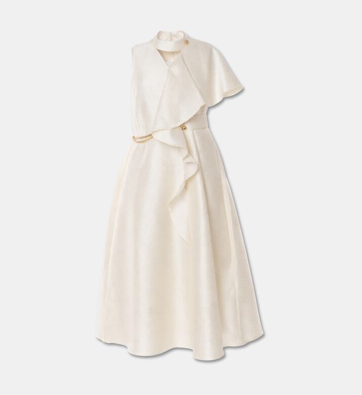 Poca and Poca Jacquard Sleeveless Asymmetric Midi Dress, Packshot View