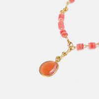 Coral Gold-plated Moonstone Necklace