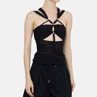 Revon Gathered Silk Strappy Top