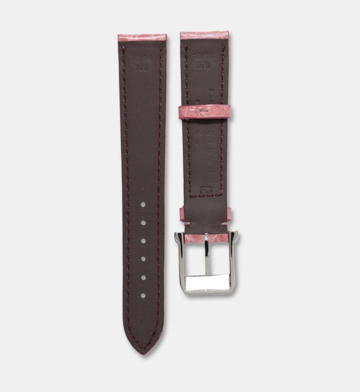 Camille Fournet Alligator Round Scale Shiny Watch Strap, Pink, Packshot View