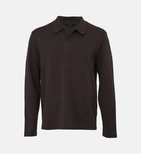 Vince Long-sleeve Polo Shirt, Dark-brown, Xl, Packshot View
