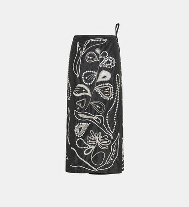 Embroidered Wrap Skirt