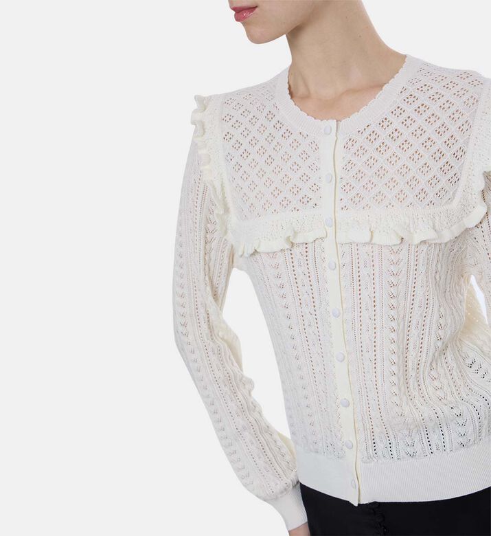 Ruffle Collar Knitted Cardigan