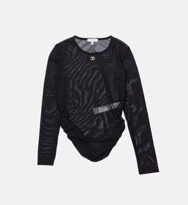 بلوزة طويلة الأكمام محبوكة بقصّة عادية