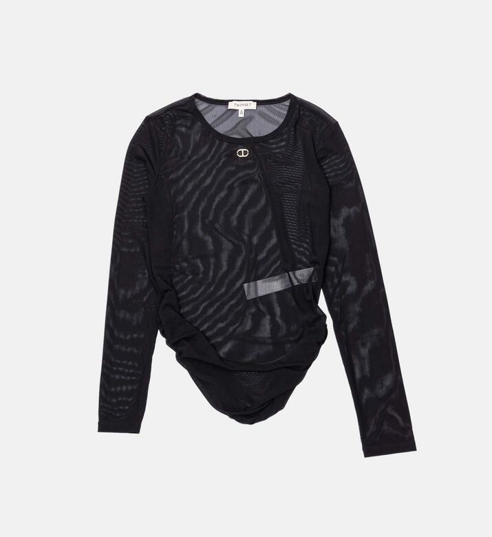 بلوزة طويلة الأكمام محبوكة بقصّة عادية