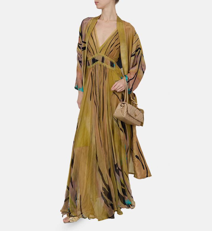 Abstract-print Sleeveless V-neck Maxi Dress
