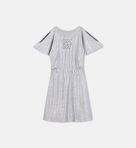 فستان قصير الأكمام بخصر مطاطي جيرسي