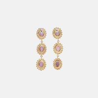 Triple Round Amethyst Stoneearrings