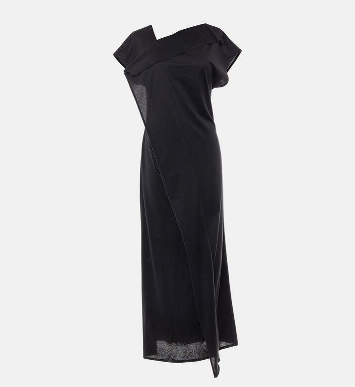 Asymmetrical Draped Midi Dress