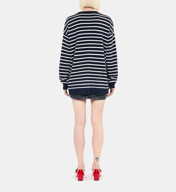 Chain-details Striped Cardigan Chain-details Striped Cardigan
